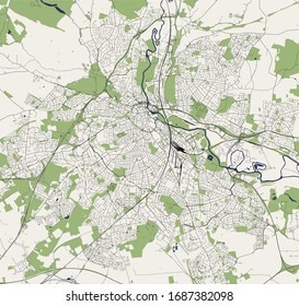 vector map of the city of Derby, East Midlands, England, UK