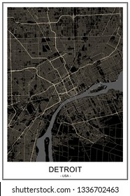 vector map of the city of Detroit, Michigan, USA