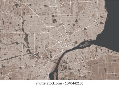 vector map of the city of Detroit, Michigan, USA