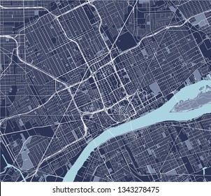 vector map of the city of Detroit, Michigan, USA