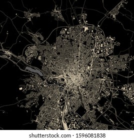 vector map of the city of Dijon, Cote-dOr, Bourgogne-Franche-Comte, France