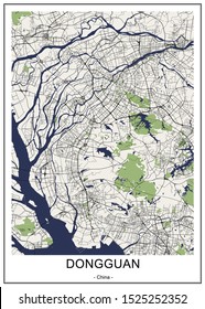 vector map of the city of Dongguan, China