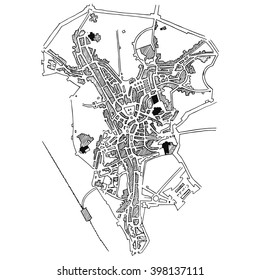 Vector map of the city.  Doodle city map. 
