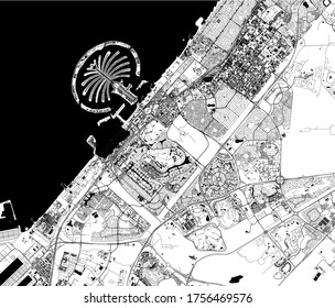 vector map of the city of Dubai, United Arab Emirates, UAE, Dubai-Sharjah-Ajman metropolitan area