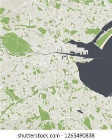Vector map of the city of Dublin, Ireland