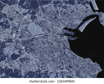 Vector map of the city of Dublin, Ireland