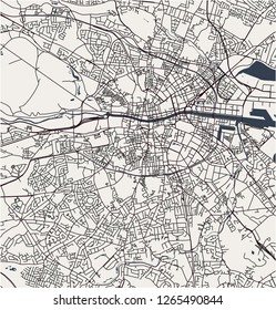 Vector map of the city of Dublin, Ireland