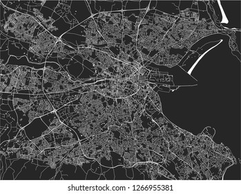 Vector map of the city of Dublin, Ireland
