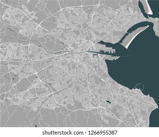 Vector map of the city of Dublin, Ireland