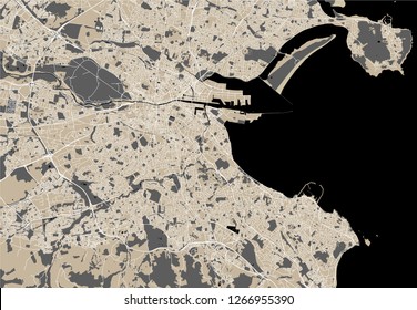 Vector map of the city of Dublin, Ireland