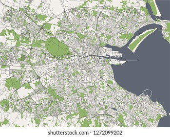 Vector map of the city of Dublin, Ireland