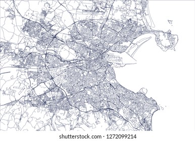 Vector map of the city of Dublin, Ireland