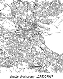 Vector map of the city of Dublin, Ireland