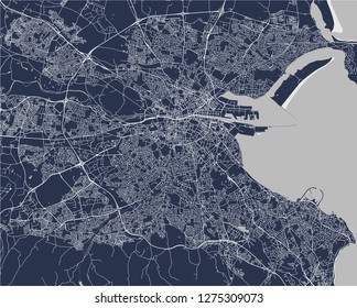 Vector map of the city of Dublin, Ireland