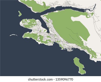 vector map of the city of Dubrovnik, Croatia