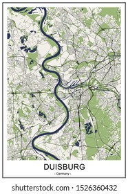 vector map of the city of Duisburg, Germany