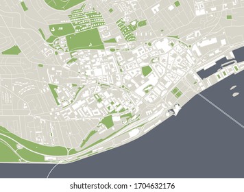 vector map of the city of Dundee, Scotland, UK