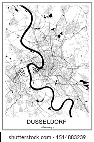 vector map of the city of Dusseldorf, Germany