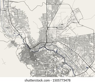 vector map of the city of El Paso, Texas, USA