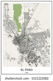 vector map of the city of El Paso, Texas, USA