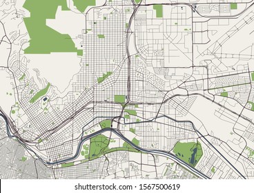 vector map of the city of El Paso, Texas, USA