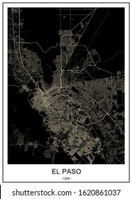 vector map of the city of El Paso, Texas, USA