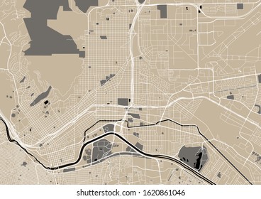 vector map of the city of El Paso, Texas, USA