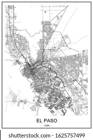 vector map of the city of El Paso, Texas, USA