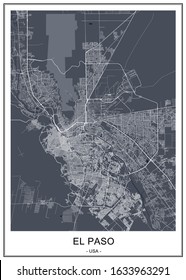 vector map of the city of El Paso, Texas, USA