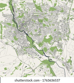 Vektorplan der Stadt Exeter, Devon, Südwestengland, England, Vereinigtes Königreich