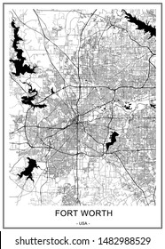 vector map of the city of Fort Worth, Texas, USA