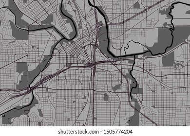 vector map of the city of Fort Worth, Texas, USA