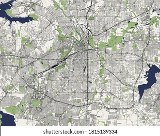 vector map of the city of Fort Worth, Texas, USA