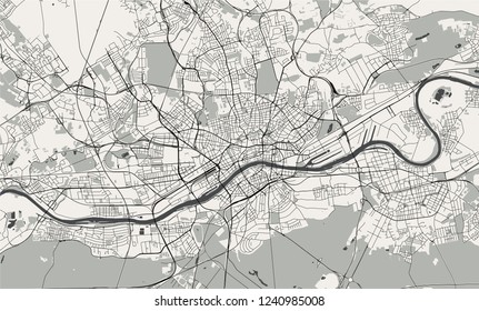 vector map of the city of Frankfurt am Main, Hesse, Germany