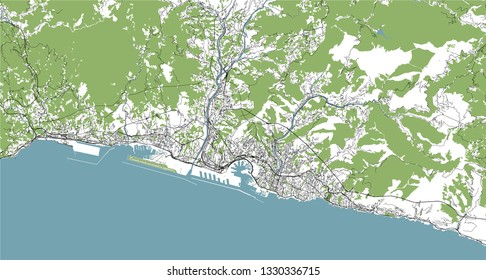 vector map of the city of Genova, Liguria, Italy, Europe