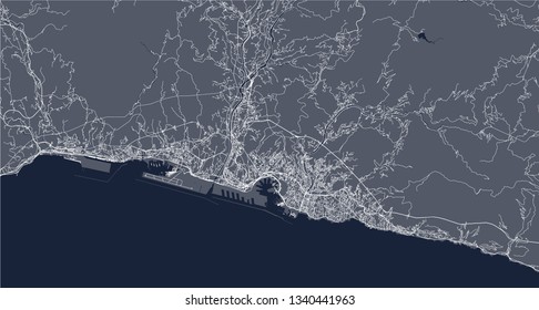 vector map of the city of Genova, Liguria, Italy, Europe