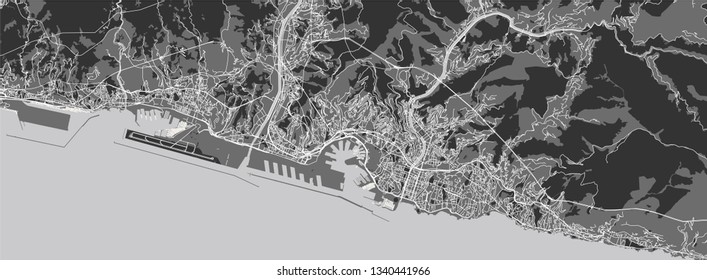 vector map of the city of Genova, Liguria, Italy, Europe