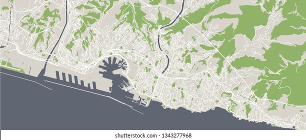 vector map of the city of Genova, Liguria, Italy, Europe