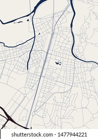vector map of the city of Girona, Spain, Catalonia