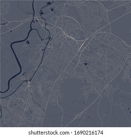vector map of the city of Gloucester, Gloucestershire, South West England, England, UK