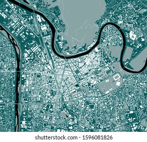 vector map of the city of Grenoble, Isere, Auvergne-Rhone-Alpes, France