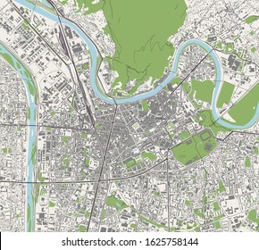 vector map of the city of Grenoble, Isere, Auvergne-Rhone-Alpes, France