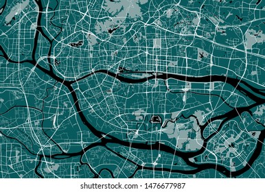 vector map of the city of Guangzhou, Canton, Kwangchow, People's Republic of China