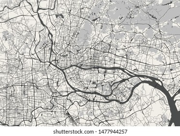 vector map of the city of Guangzhou, Canton, Kwangchow, People's Republic of China