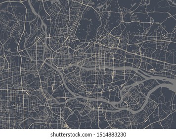 vector map of the city of Guangzhou, Canton, Kwangchow, People's Republic of China