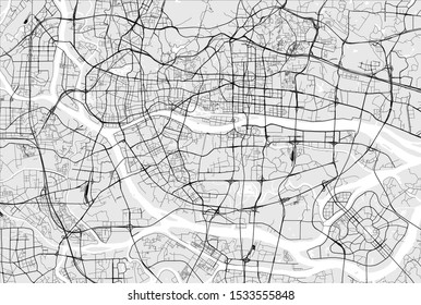 vector map of the city of Guangzhou, Canton, Kwangchow, People's Republic of China
