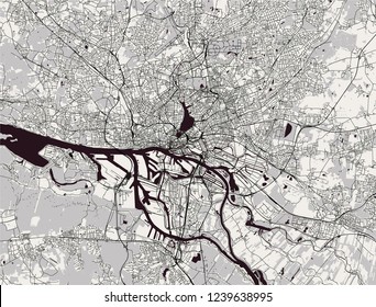 vector map of the city of Hamburg, Free and Hanseatic City of Hamburg, Germany