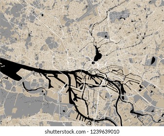 vector map of the city of Hamburg, Free and Hanseatic City of Hamburg, Germany