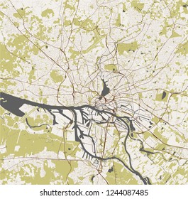 vector map of the city of Hamburg, Free and Hanseatic City of Hamburg, Germany