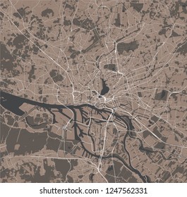 vector map of the city of Hamburg, Free and Hanseatic City of Hamburg, Germany